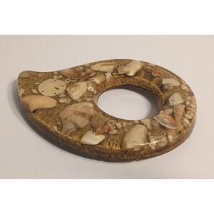 Vintage Design Gifts Sand Shell Beach Lucite Acrylic Resin Hot Plate Trivet